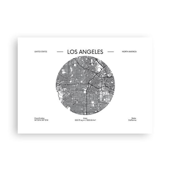 Obraz - Plakat - Anatomia Los Angeles - 70x50cm - Mapa Los Angeles Usa - Nowoczesny modny obraz Plakat bez ramy do Salonu Sypialni ARTTOR ARTTOR