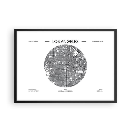 Obraz - Plakat - Anatomia Los Angeles - 70x50cm - Mapa Los Angeles Usa - Nowoczesny modny obraz Plakat czarna rama ARTTOR ARTTOR