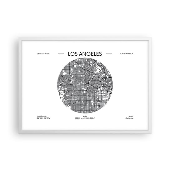 Obraz - Plakat - Anatomia Los Angeles - 70x50cm - Mapa Los Angeles Usa - Nowoczesny modny obraz Plakat rama biała ARTTOR ARTTOR