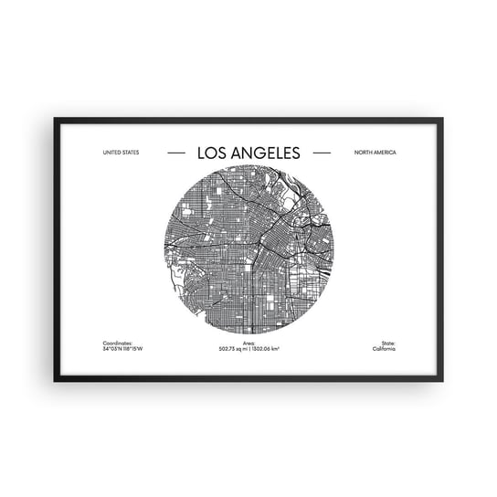 Obraz - Plakat - Anatomia Los Angeles - 91x61cm - Mapa Los Angeles Usa - Foto Plakaty na ścianę w czarnej ramie - Plakat do Salonu Sypialni ARTTOR ARTTOR