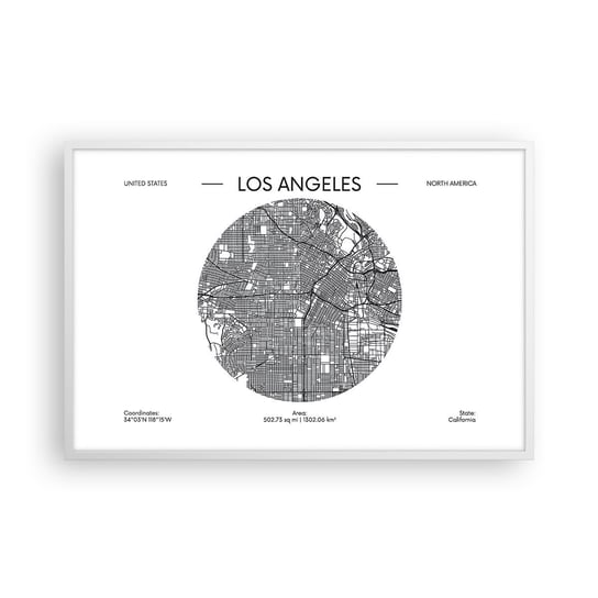 Obraz - Plakat - Anatomia Los Angeles - 91x61cm - Mapa Los Angeles Usa - Foto Plakaty na ścianę w ramie białej - Plakat do Salonu Sypialni ARTTOR ARTTOR
