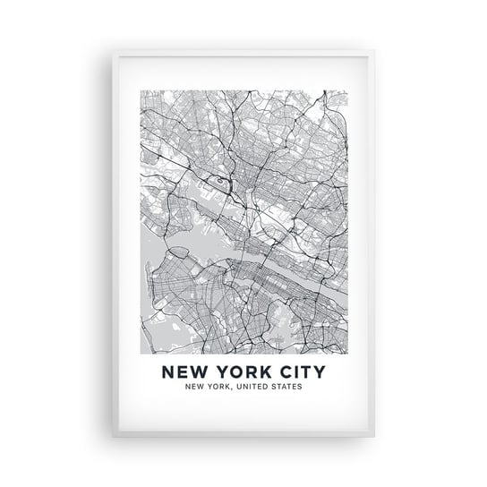 Obraz - Plakat - Anatomia metropolii - 61x91cm - Nowy Jork Mapa Manhattan - Foto Plakaty na ścianę w ramie białej - Plakat do Salonu Sypialni ARTTOR ARTTOR