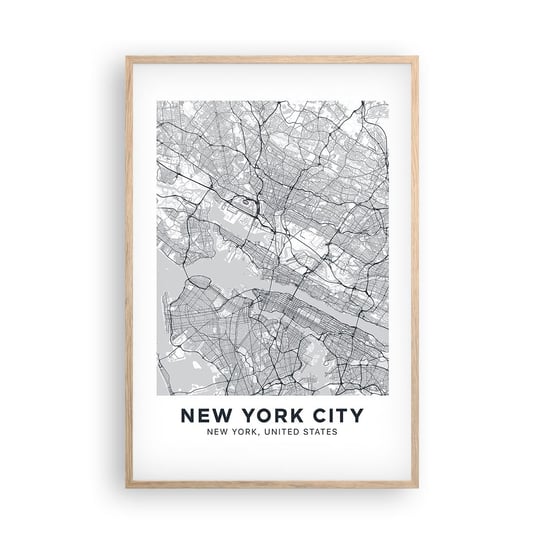 Obraz - Plakat - Anatomia metropolii - 61x91cm - Nowy Jork Mapa Manhattan - Foto Plakaty na ścianę w ramie jasny dąb - Plakat do Salonu Sypialni ARTTOR ARTTOR