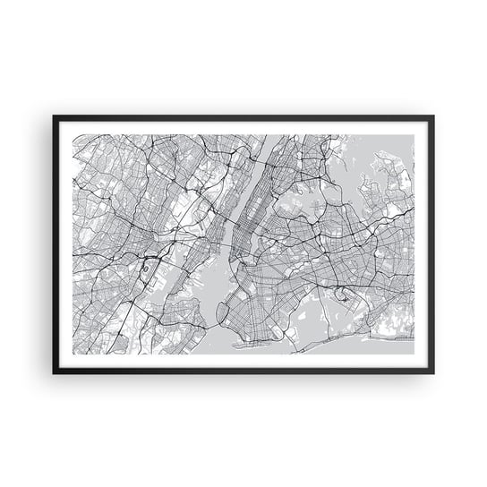 Obraz - Plakat - Anatomia metropolii - 91x61cm - Nowy Jork Mapa Manhattan - Foto Plakaty na ścianę w czarnej ramie - Plakat do Salonu Sypialni ARTTOR ARTTOR