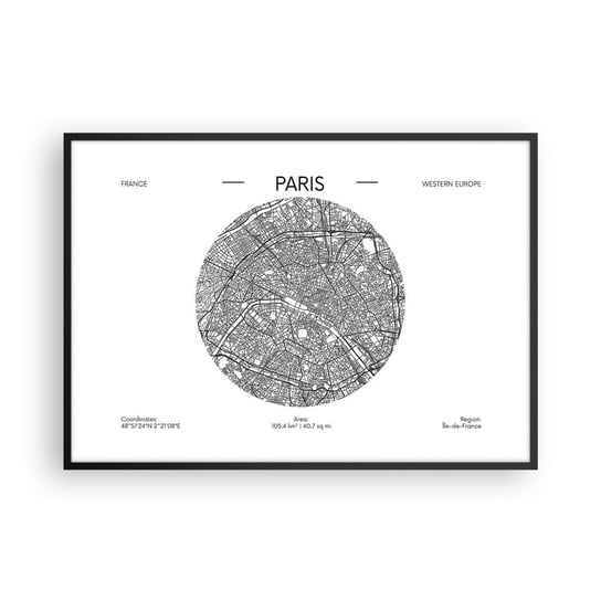 Obraz - Plakat - Anatomia Paryża - 100x70cm - Mapa Paryż Francja - Foto Plakaty w ramie koloru czarnego do Salonu Sypialni ARTTOR ARTTOR