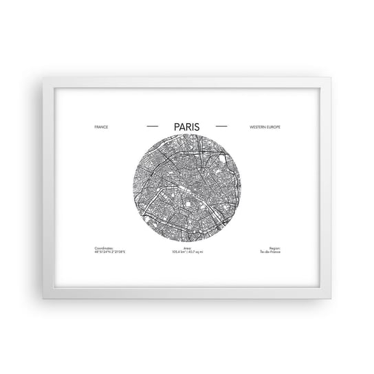 Obraz - Plakat - Anatomia Paryża - 40x30cm - Mapa Paryż Francja - Foto Plakaty na ścianę w ramie białej - Plakat do Salonu Sypialni ARTTOR ARTTOR