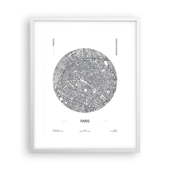 Obraz - Plakat - Anatomia Paryża - 40x50cm - Mapa Paryż Francja - Foto Plakaty w ramie koloru białego do Salonu Sypialni ARTTOR ARTTOR