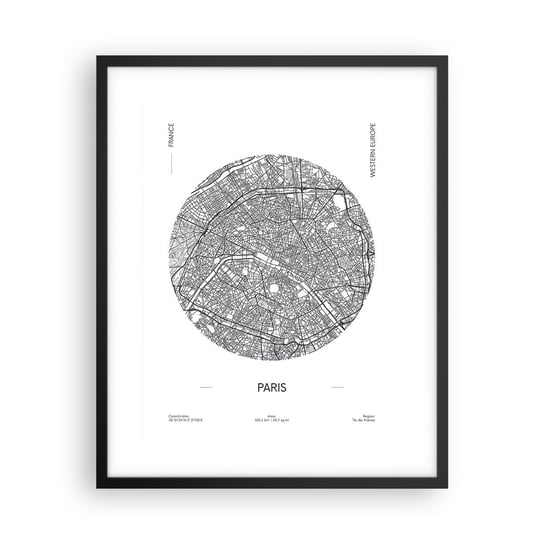 Obraz - Plakat - Anatomia Paryża - 40x50cm - Mapa Paryż Francja - Foto Plakaty w ramie koloru czarnego do Salonu Sypialni ARTTOR ARTTOR