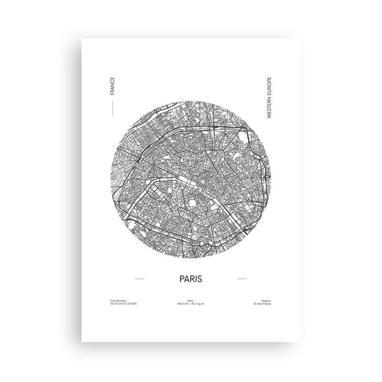 Obraz - Plakat - Anatomia Paryża - 50x70cm - Mapa Paryż Francja - Nowoczesny modny obraz Plakat bez ramy do Salonu Sypialni ARTTOR ARTTOR