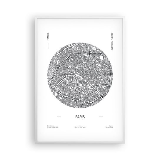 Obraz - Plakat - Anatomia Paryża - 70x100cm - Mapa Paryż Francja - Foto Plakaty w ramie koloru białego do Salonu Sypialni ARTTOR ARTTOR