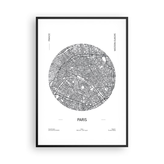 Obraz - Plakat - Anatomia Paryża - 70x100cm - Mapa Paryż Francja - Foto Plakaty w ramie koloru czarnego do Salonu Sypialni ARTTOR ARTTOR