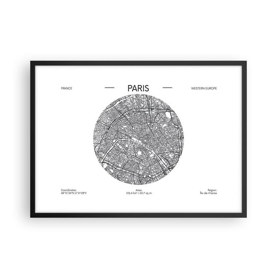 Obraz - Plakat - Anatomia Paryża - 70x50cm - Mapa Paryż Francja - Nowoczesny modny obraz Plakat czarna rama ARTTOR ARTTOR