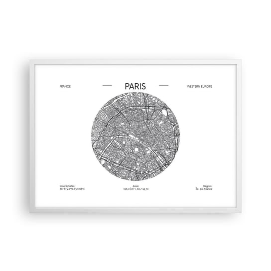 Obraz - Plakat - Anatomia Paryża - 70x50cm - Mapa Paryż Francja - Nowoczesny modny obraz Plakat rama biała ARTTOR ARTTOR