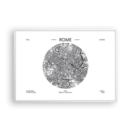 Obraz - Plakat - Anatomia Rzymu - 100x70cm - Mapa Rzym Włochy - Foto Plakaty w ramie koloru białego do Salonu Sypialni ARTTOR ARTTOR