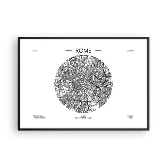 Obraz - Plakat - Anatomia Rzymu - 100x70cm - Mapa Rzym Włochy - Foto Plakaty w ramie koloru czarnego do Salonu Sypialni ARTTOR ARTTOR