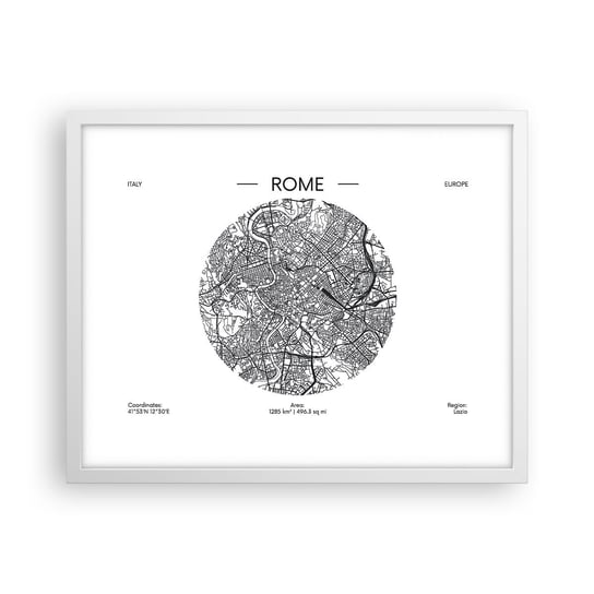Obraz - Plakat - Anatomia Rzymu - 50x40cm - Mapa Rzym Włochy - Foto Plakaty w ramie koloru białego do Salonu Sypialni ARTTOR ARTTOR
