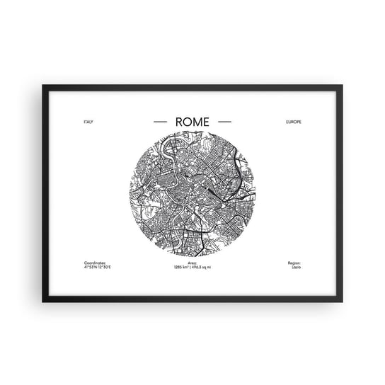 Obraz - Plakat - Anatomia Rzymu - 70x50cm - Mapa Rzym Włochy - Nowoczesny modny obraz Plakat czarna rama ARTTOR ARTTOR