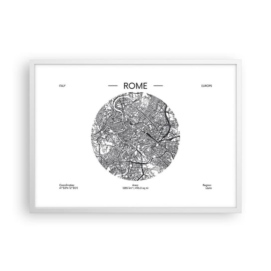 Obraz - Plakat - Anatomia Rzymu - 70x50cm - Mapa Rzym Włochy - Nowoczesny modny obraz Plakat rama biała ARTTOR ARTTOR