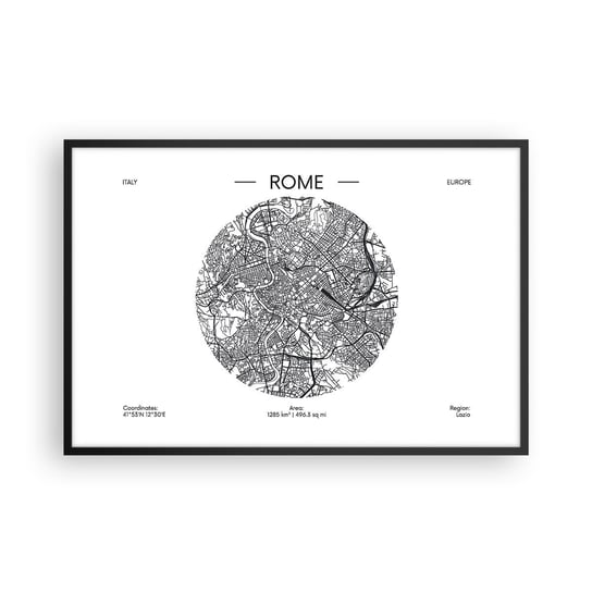 Obraz - Plakat - Anatomia Rzymu - 91x61cm - Mapa Rzym Włochy - Foto Plakaty na ścianę w czarnej ramie - Plakat do Salonu Sypialni ARTTOR ARTTOR