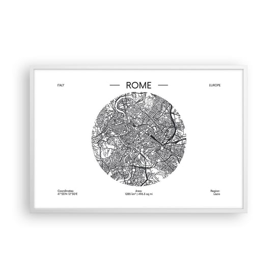 Obraz - Plakat - Anatomia Rzymu - 91x61cm - Mapa Rzym Włochy - Foto Plakaty na ścianę w ramie białej - Plakat do Salonu Sypialni ARTTOR ARTTOR