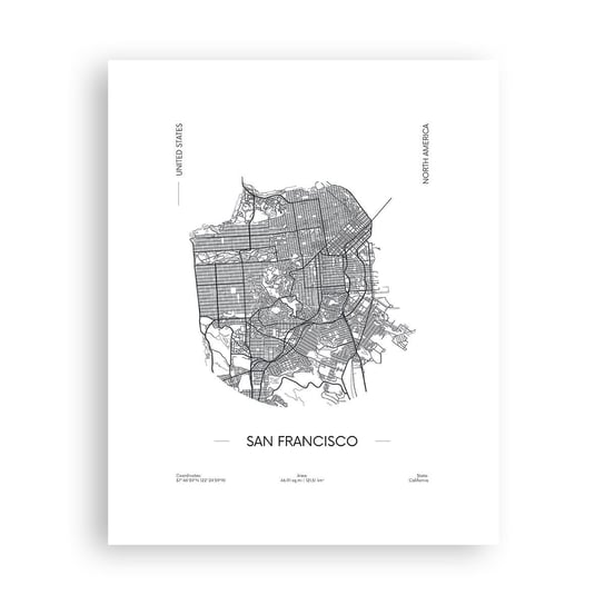 Obraz - Plakat - Anatomia San Francisco - 40x50cm - Mapa San Francisco Stany Zjednoczone - Foto Plakaty bez ramy do Salonu Sypialni ARTTOR ARTTOR