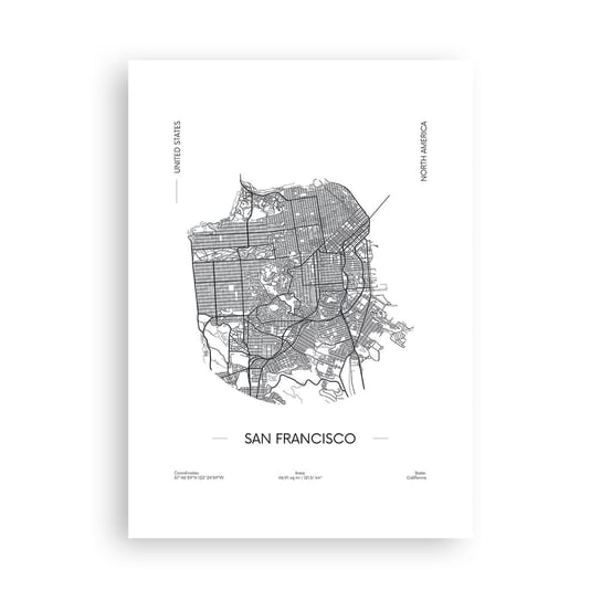 Obraz - Plakat - Anatomia San Francisco - 50x70cm - Mapa San Francisco Stany Zjednoczone - Nowoczesny modny obraz Plakat bez ramy do Salonu Sypialni ARTTOR ARTTOR