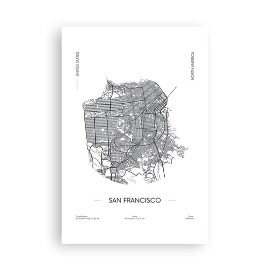 Obraz - Plakat - Anatomia San Francisco - 61x91cm - Mapa San Francisco Stany Zjednoczone - Foto Plakaty na ścianę bez ramy - Plakat do Salonu Sypialni ARTTOR ARTTOR