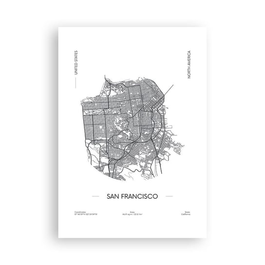 Obraz - Plakat - Anatomia San Francisco - 70x100cm - Mapa San Francisco Stany Zjednoczone - Foto Plakaty bez ramy na ścianę do Salonu Sypialni ARTTOR ARTTOR