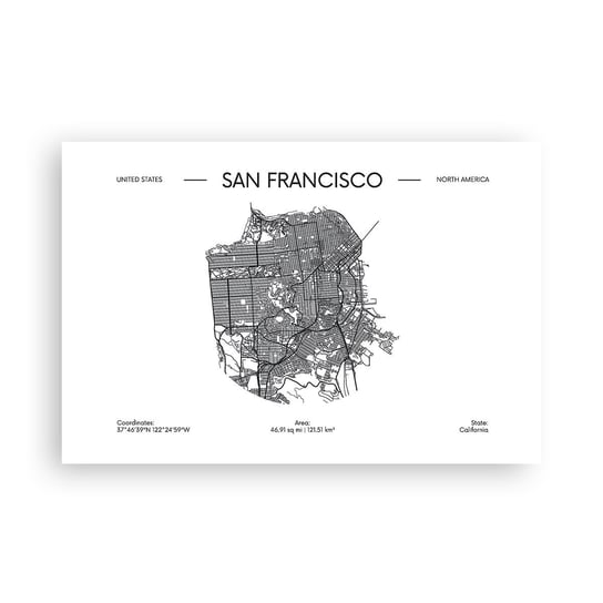 Obraz - Plakat - Anatomia San Francisco - 91x61cm - Mapa San Francisco Stany Zjednoczone - Foto Plakaty na ścianę bez ramy - Plakat do Salonu Sypialni ARTTOR ARTTOR