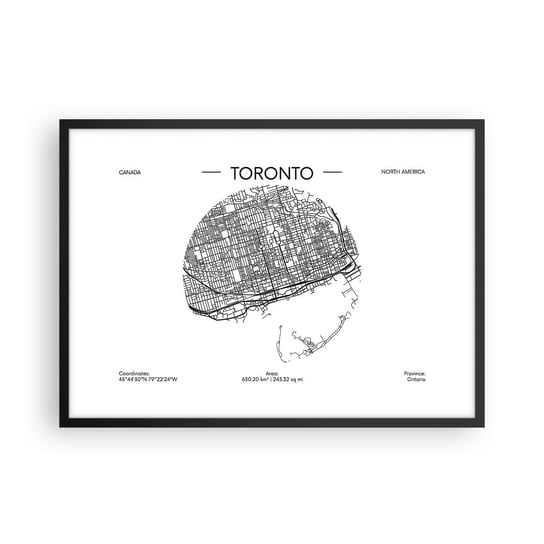 Obraz - Plakat - Anatomia Toronto - 70x50cm - Mapa Toronto Kanada - Nowoczesny modny obraz Plakat czarna rama ARTTOR ARTTOR