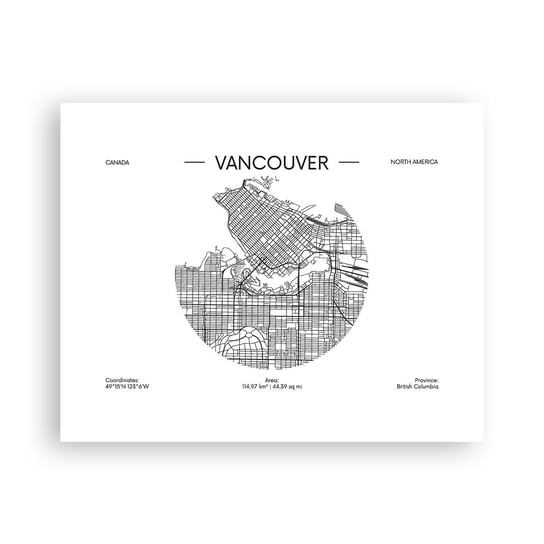 Obraz - Plakat - Anatomia Vancouver - 50x40cm - Mapa Vancouver Kanada - Foto Plakaty bez ramy do Salonu Sypialni ARTTOR ARTTOR