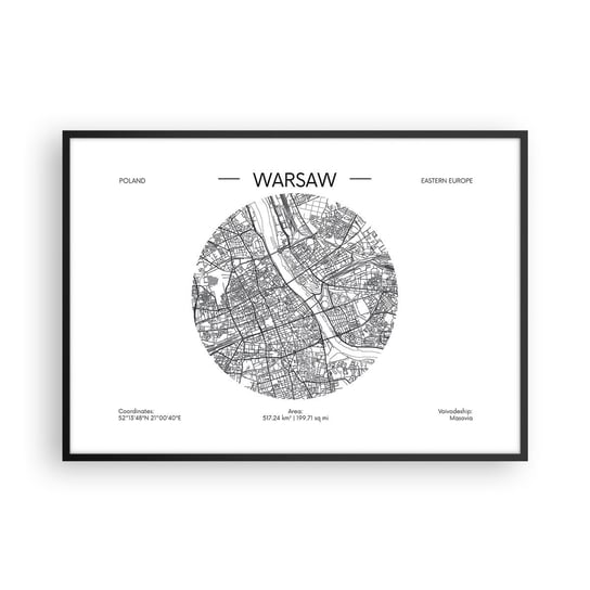 Obraz - Plakat - Anatomia Warszawy - 100x70cm - Mapa Warszawa Polska - Foto Plakaty w ramie koloru czarnego do Salonu Sypialni ARTTOR ARTTOR