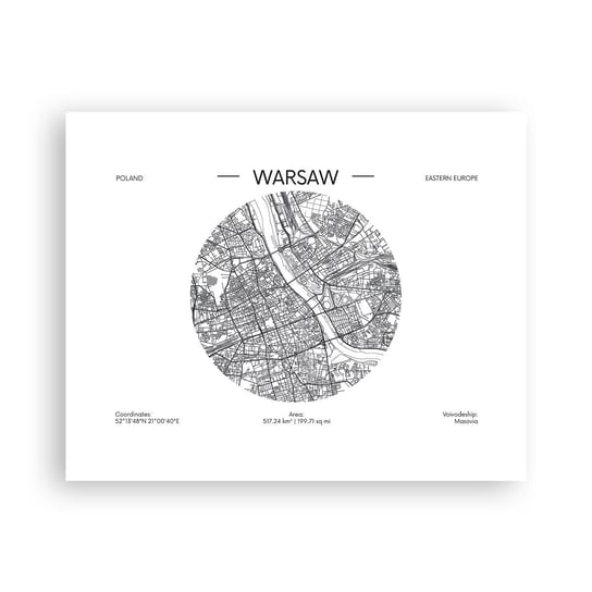 Obraz - Plakat - Anatomia Warszawy - 50x40cm - Mapa Warszawa Polska - Foto Plakaty bez ramy do Salonu Sypialni ARTTOR ARTTOR
