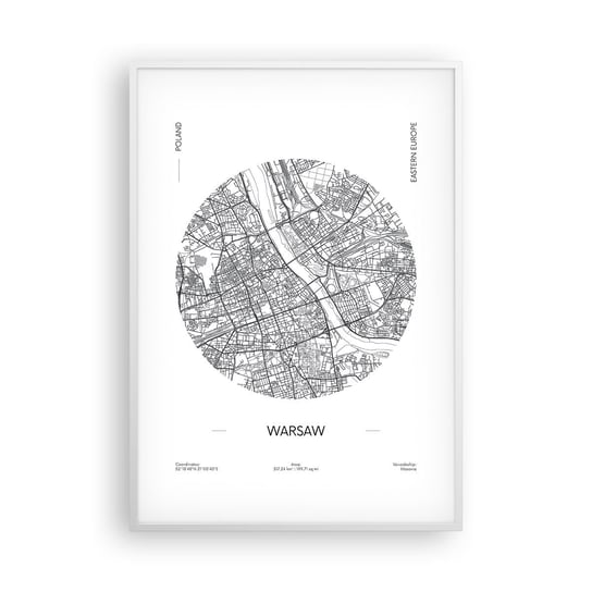 Obraz - Plakat - Anatomia Warszawy - 70x100cm - Mapa Warszawa Polska - Foto Plakaty w ramie koloru białego do Salonu Sypialni ARTTOR ARTTOR