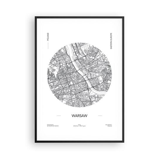 Obraz - Plakat - Anatomia Warszawy - 70x100cm - Mapa Warszawa Polska - Foto Plakaty w ramie koloru czarnego do Salonu Sypialni ARTTOR ARTTOR
