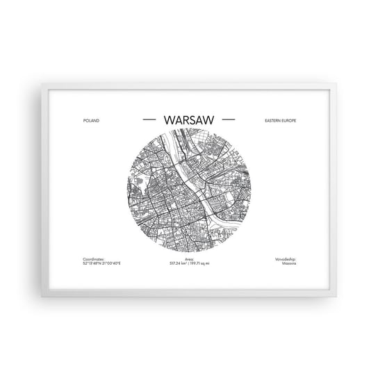 Obraz - Plakat - Anatomia Warszawy - 70x50cm - Mapa Warszawa Polska - Nowoczesny modny obraz Plakat rama biała ARTTOR ARTTOR