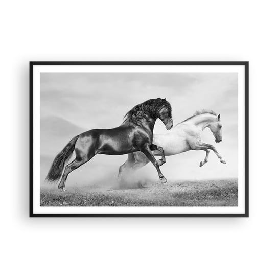 Obraz - Plakat - Anioły i demony - 100x70cm - Zwierzęta Konie Natura - Foto Plakaty w ramie koloru czarnego do Salonu Sypialni ARTTOR ARTTOR