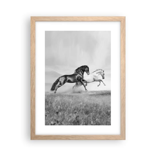 Obraz - Plakat - Anioły i demony - 30x40cm - Zwierzęta Konie Natura - Foto Plakaty na ścianę w ramie jasny dąb - Plakat do Salonu Sypialni ARTTOR ARTTOR