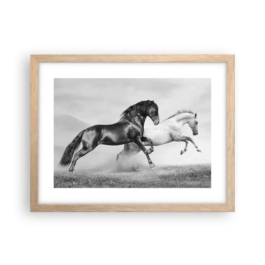 Obraz - Plakat - Anioły i demony - 40x30cm - Zwierzęta Konie Natura - Foto Plakaty na ścianę w ramie jasny dąb - Plakat do Salonu Sypialni ARTTOR ARTTOR
