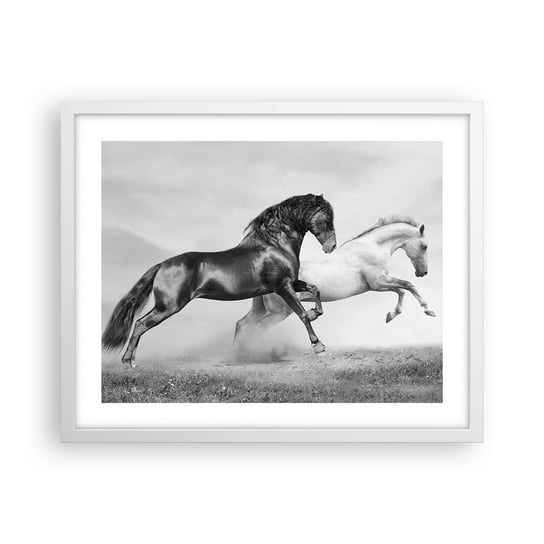 Obraz - Plakat - Anioły i demony - 50x40cm - Zwierzęta Konie Natura - Foto Plakaty w ramie koloru białego do Salonu Sypialni ARTTOR ARTTOR
