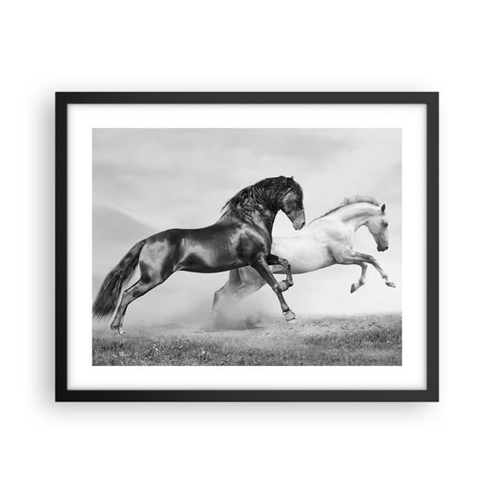 Obraz - Plakat - Anioły i demony - 50x40cm - Zwierzęta Konie Natura - Foto Plakaty w ramie koloru czarnego do Salonu Sypialni ARTTOR ARTTOR