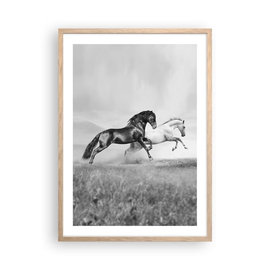 Obraz - Plakat - Anioły i demony - 50x70cm - Zwierzęta Konie Natura - Nowoczesny modny obraz Plakat rama jasny dąb ARTTOR ARTTOR