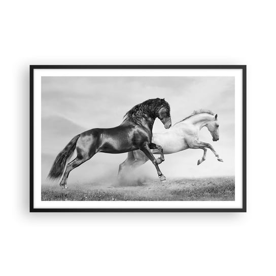 Obraz - Plakat - Anioły i demony - 91x61cm - Zwierzęta Konie Natura - Foto Plakaty na ścianę w czarnej ramie - Plakat do Salonu Sypialni ARTTOR ARTTOR