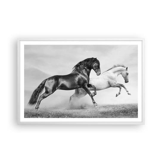 Obraz - Plakat - Anioły i demony - 91x61cm - Zwierzęta Konie Natura - Foto Plakaty na ścianę w ramie białej - Plakat do Salonu Sypialni ARTTOR ARTTOR