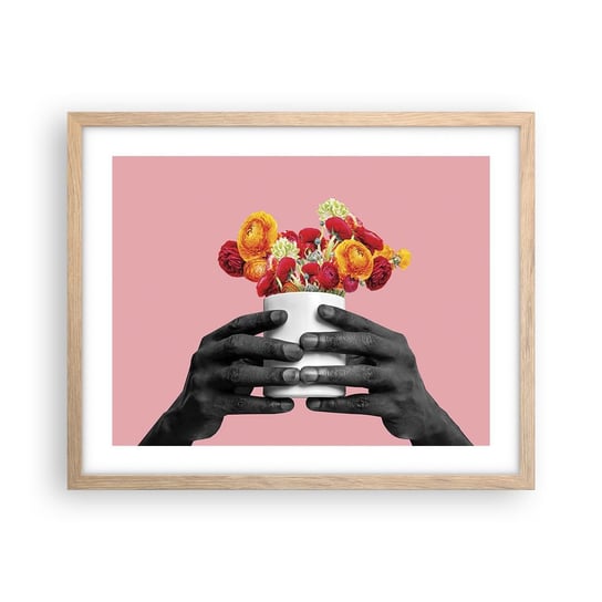 Obraz - Plakat - Apoteoza życia - 50x40cm - Abstrakcja Sztuka Kwiaty - Foto Plakaty w ramie koloru jasny dąb do Salonu Sypialni ARTTOR ARTTOR