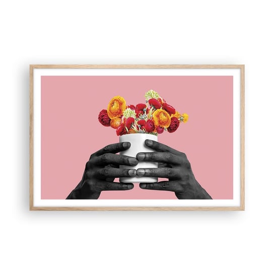 Obraz - Plakat - Apoteoza życia - 91x61cm - Abstrakcja Sztuka Kwiaty - Foto Plakaty na ścianę w ramie jasny dąb - Plakat do Salonu Sypialni ARTTOR ARTTOR