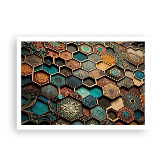 Obraz - Plakat - Arabskie ornamenty – wariacja - 100x70cm - Sześcian Mozaika Wzór - Foto Plakaty bez ramy na ścianę do Salonu Sypialni ARTTOR ARTTOR