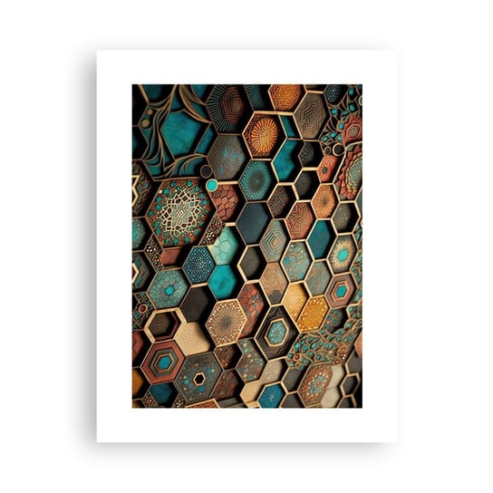 Obraz - Plakat - Arabskie ornamenty – wariacja - 30x40cm - Sześcian Mozaika Wzór - Foto Plakaty na ścianę bez ramy - Plakat do Salonu Sypialni ARTTOR ARTTOR