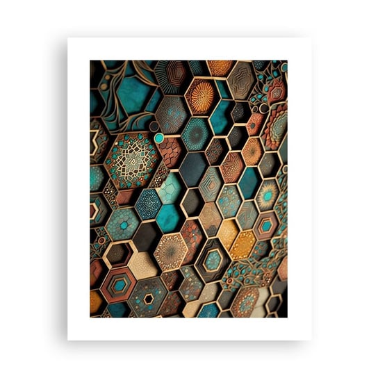 Obraz - Plakat - Arabskie ornamenty – wariacja - 40x50cm - Sześcian Mozaika Wzór - Foto Plakaty bez ramy do Salonu Sypialni ARTTOR ARTTOR