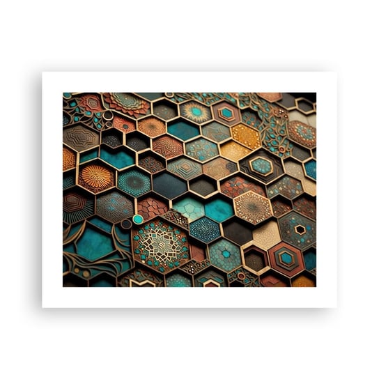 Obraz - Plakat - Arabskie ornamenty – wariacja - 50x40cm - Sześcian Mozaika Wzór - Foto Plakaty bez ramy do Salonu Sypialni ARTTOR ARTTOR